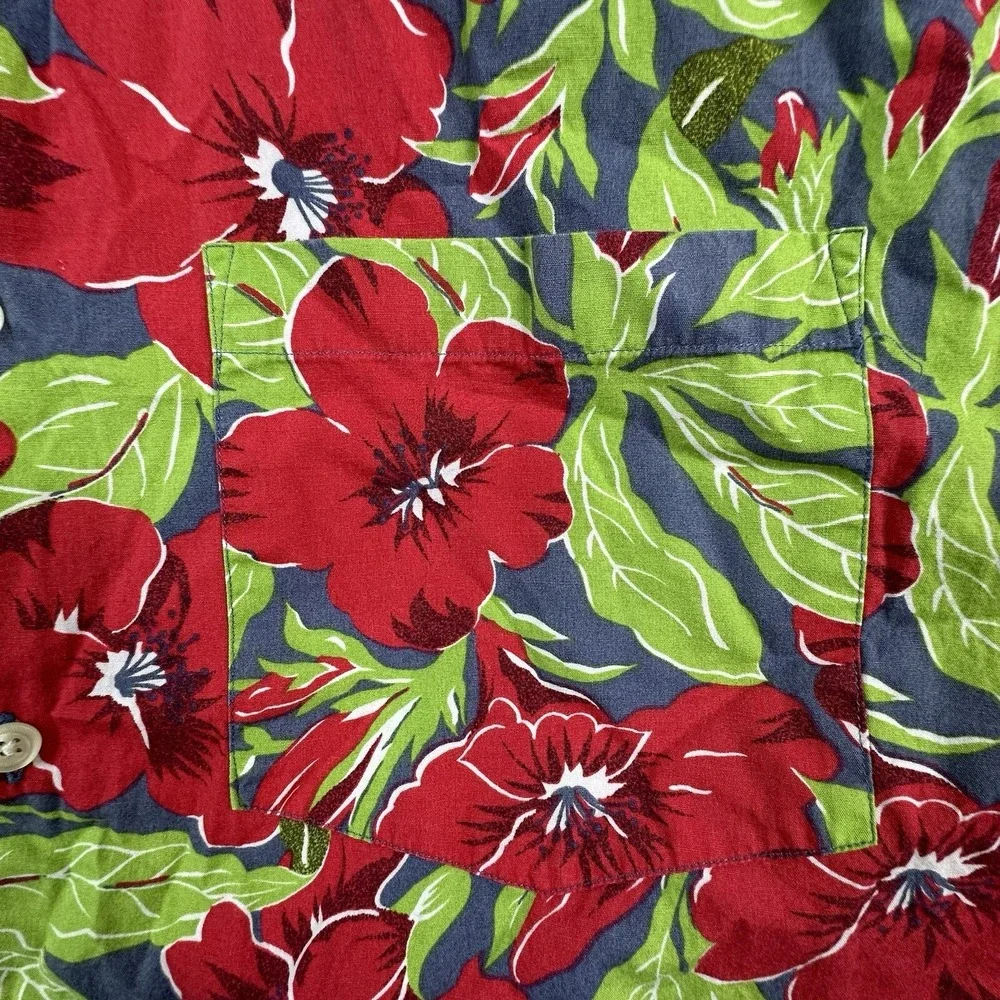 Vintage Banana Republic Shirt Mens Large Red Floral Hawaiian Camp Button Up